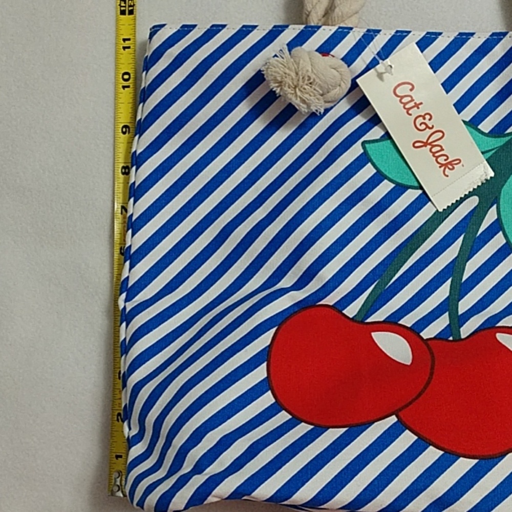 🍒Cherry Tote Bag Cat & Jack Nautical Beach Rope - Picture 6 of 10